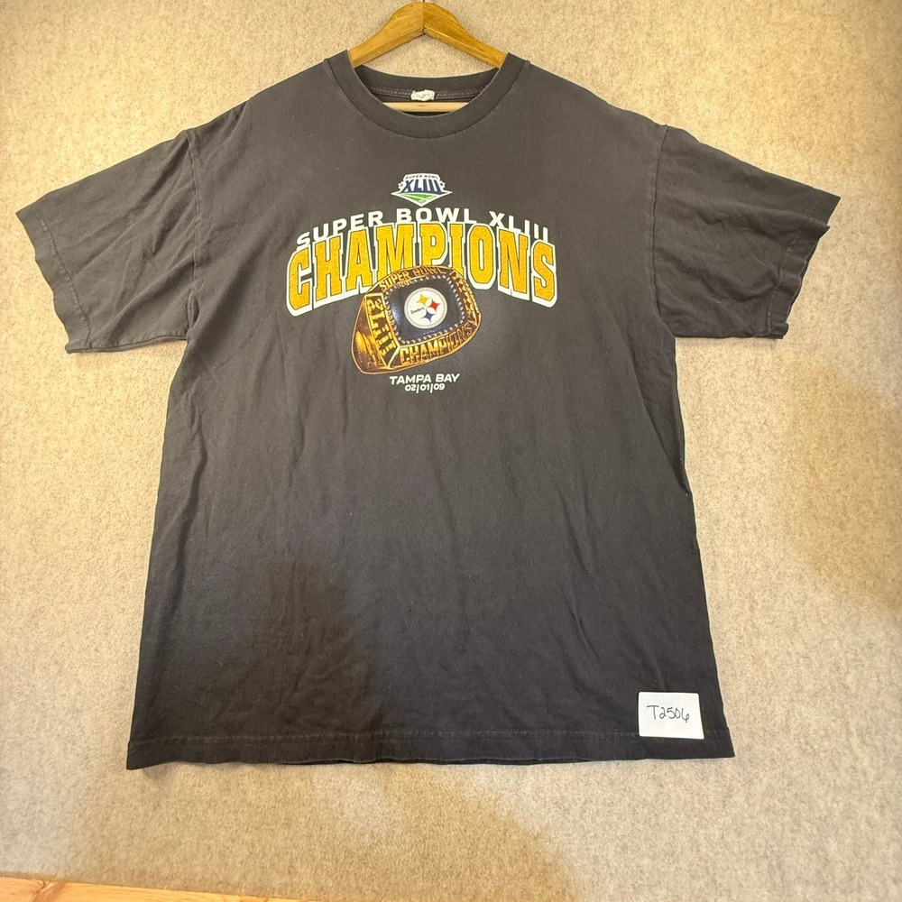 Vintage Alstyle Pittsburgh Steelers Super Bowl XLIII Champions T-Shirt XL Black